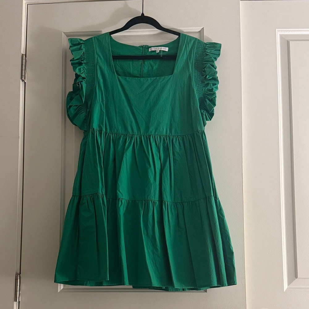English Factory Green Ruffled Mini Dress